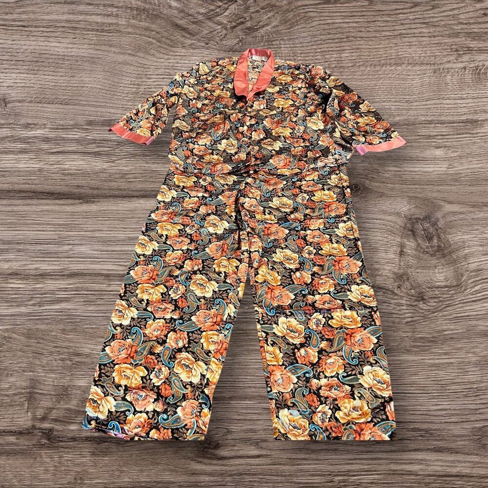 Vintage Victoria’s Secret Gold Label Long Sleeve Floral Paisley Pajama Set Large